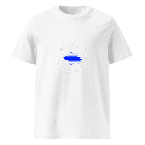München T-Shirt mit Minimal Coordinates-Design (Weiß)
