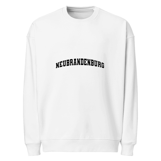 Neubrandenburg Sweatshirt mit Varsity3-Design (Weiß) – Produktansicht