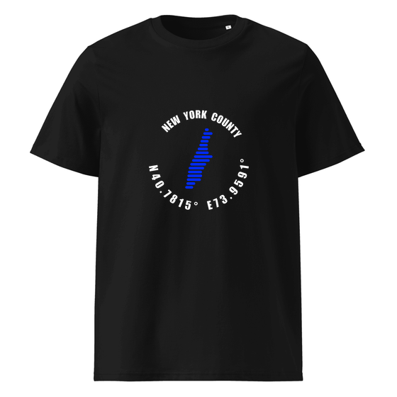 New York County T-Shirt with Minimal Coordinates design (Black)