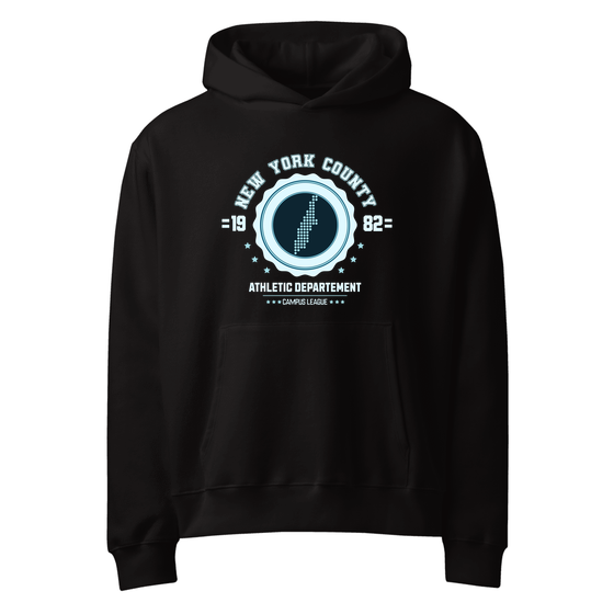 New York County Hoodie with Varsity Hero design (Black)