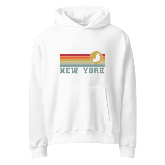 New York Hoodie with Varsity Rainbow design (White) – Produktansicht