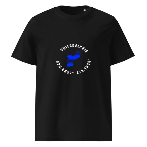 Philadelphia T-Shirt with Minimal Coordinates design (Black)