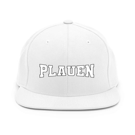 Plauen Cap mit Varsity4-Design (Weiß) – Produktansicht