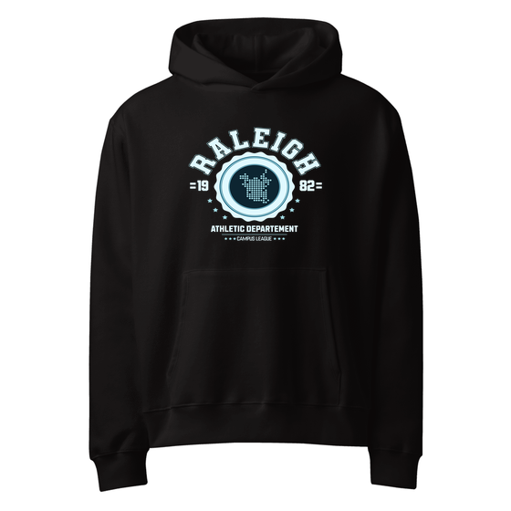 Raleigh Hoodie with Varsity Hero design (Black)