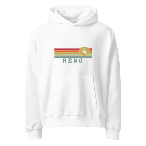 Reno Hoodie with Varsity Rainbow design (White) – Produktansicht
