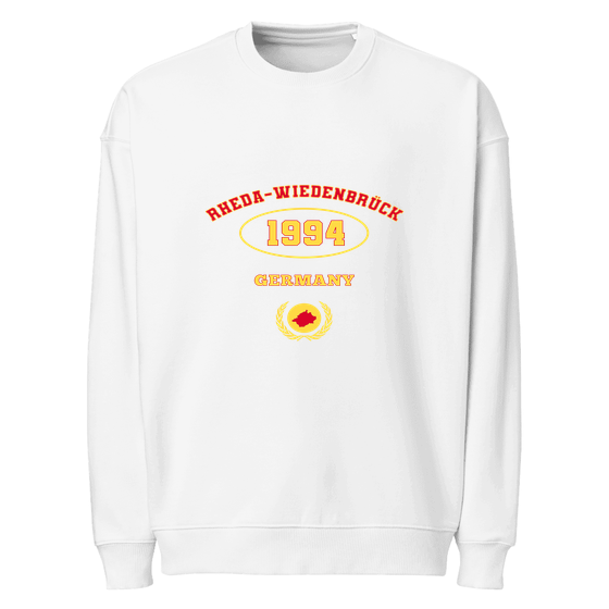 Rheda-Wiedenbrück Sweatshirt mit University 1994-Design (Weiß) – Produktansicht