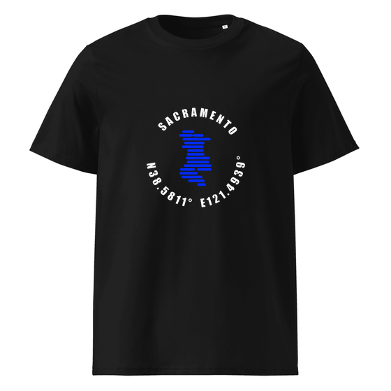Sacramento T-Shirt with Minimal Coordinates design (Black)