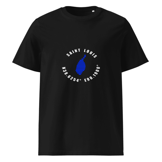 Saint Louis T-Shirt with Minimal Coordinates design (Black)
