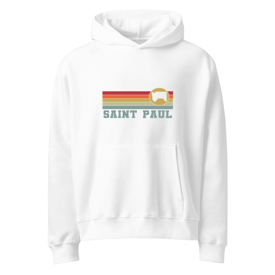 Saint Paul Hoodie with Varsity Rainbow design (White) – Produktansicht