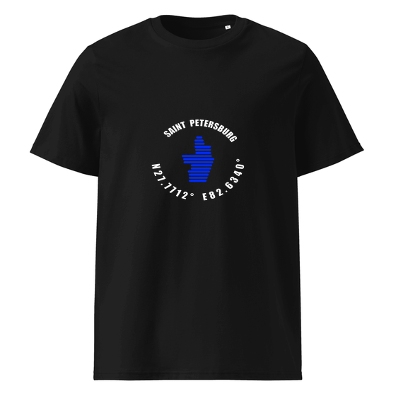 Saint Petersburg T-Shirt with Minimal Coordinates design (Black)