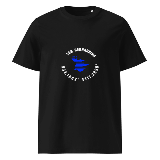 San Bernardino T-Shirt with Minimal Coordinates design (Black)