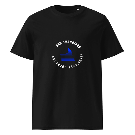 San Francisco T-Shirt with Minimal Coordinates design (Black)