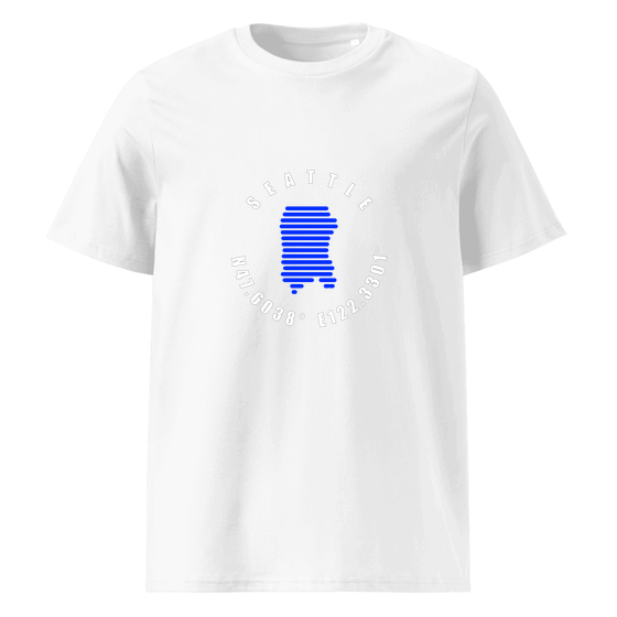 Seattle T-Shirt with Minimal Coordinates design (White)