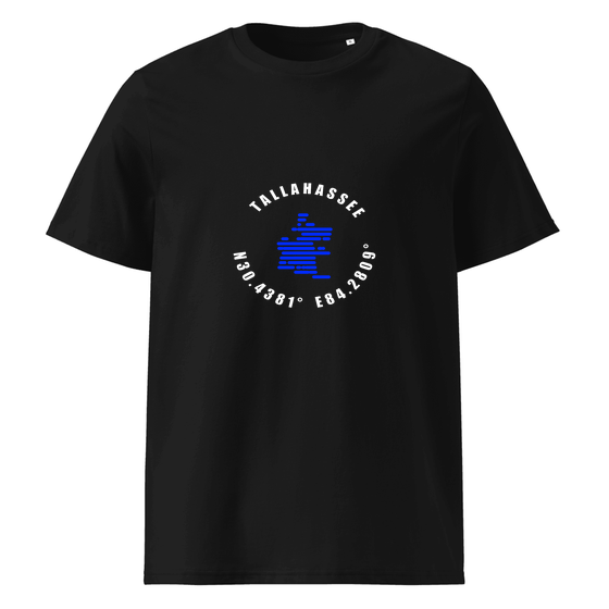 Tallahassee T-Shirt with Minimal Coordinates design (Black)