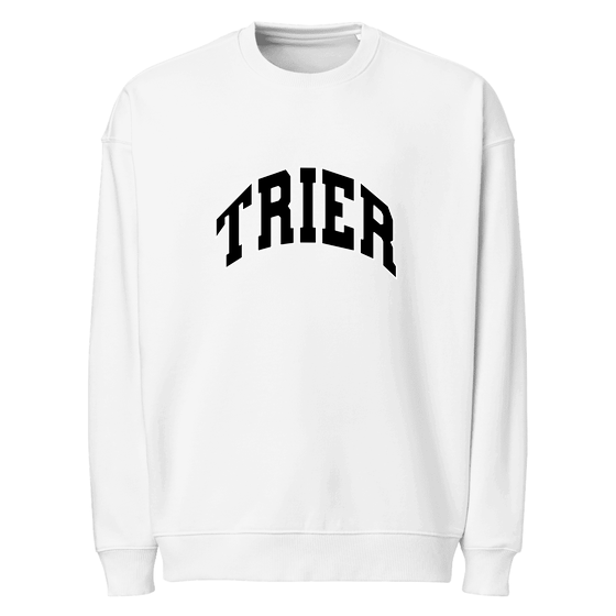 Trier Sweatshirt mit Varsity3-Design (Weiß) – Produktansicht
