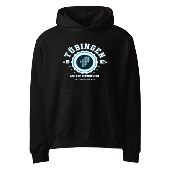 Tübingen Hoodie mit Varsity Hero-Design (Schwarz) – Produktansicht