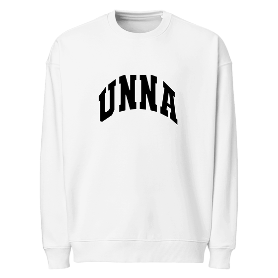 Unna Sweatshirt mit Varsity3-Design (Weiß) – Produktansicht