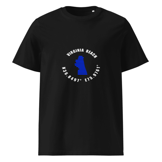 Virginia Beach T-Shirt with Minimal Coordinates design (Black)