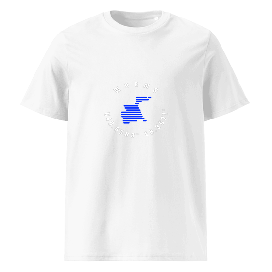 Worms T-Shirt mit Minimal Coordinates-Design (Weiß) – Produktansicht
